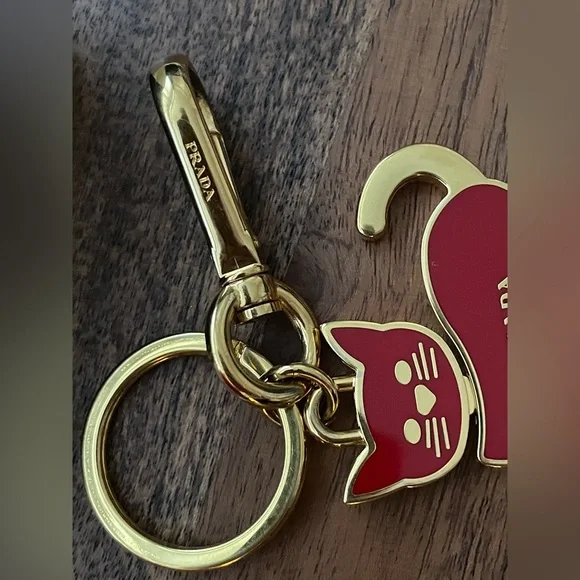 PRADA Red Enamel Articulated Cat Bag Charm w/Box - Picture 4 of 6